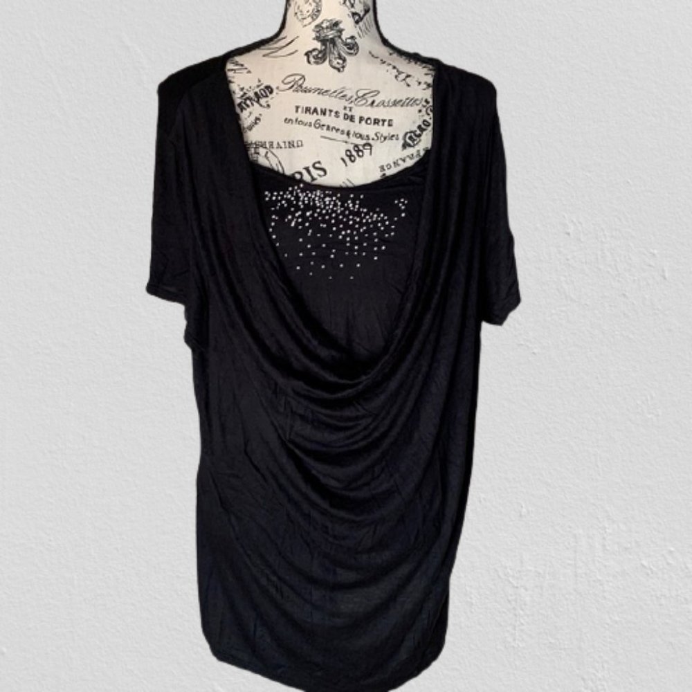 P.inc Embellished Cowl Neck Blouse | Black